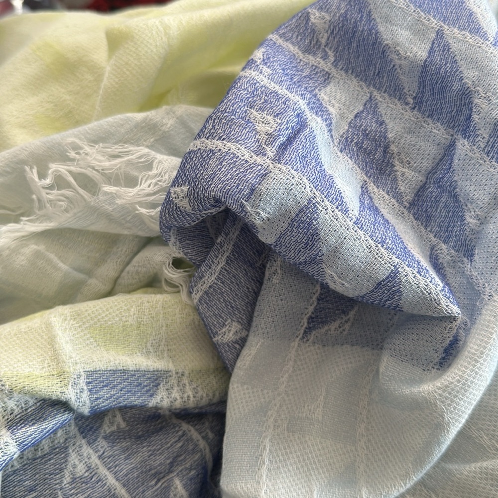 NWT Vince Camuto Spectrum Blue Scarf /Wrap with Fringe Details